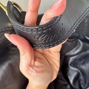 Gucci Black Leather Shoulder Bag with Gold Hardware